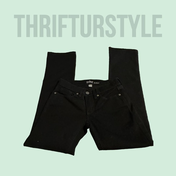 Soho Jeans‎ Bootcut Black Denim Low Rise Size 0 Petite - Picture 6 of 8
